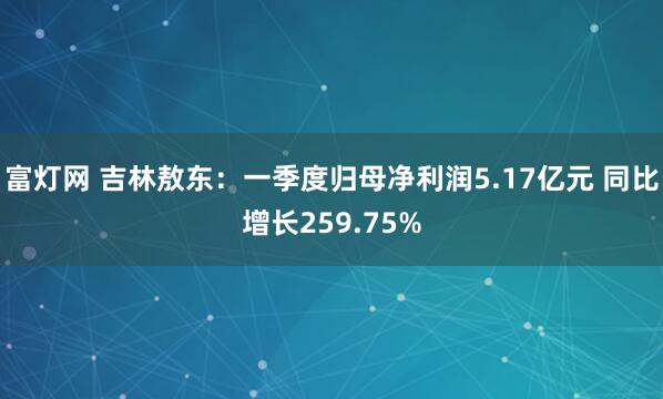 富灯网 吉林敖东：一季度归母净利润5.17亿元 同比增长259.75%