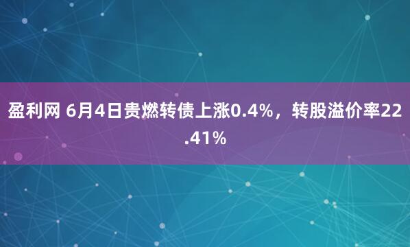 盈利网 6月4日贵燃转债上涨0.4%,转股溢价率22.41%