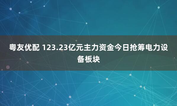 粤友优配 123.23亿元主力资金今日抢筹电力设备板块